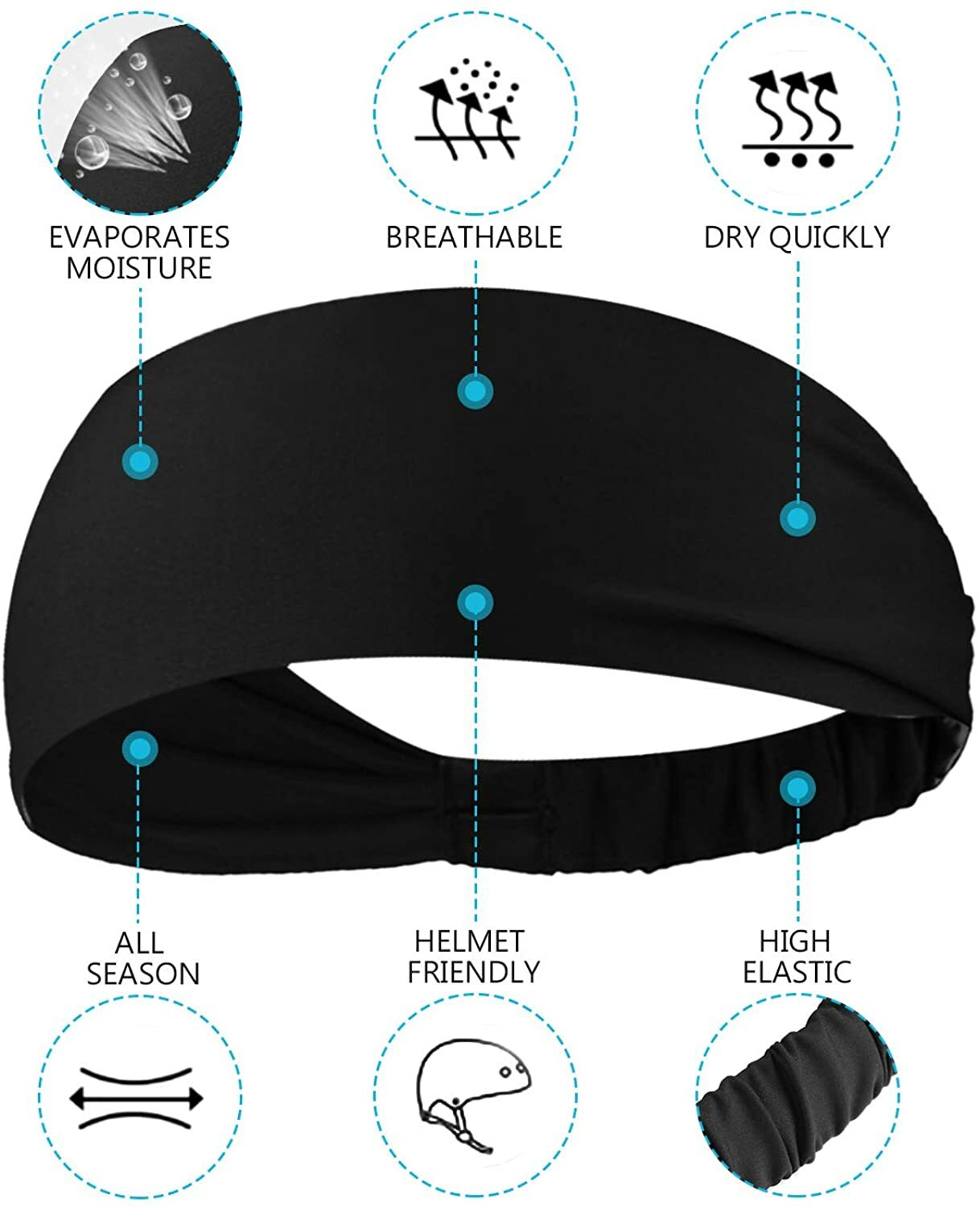 Sports Headband Fitness Sweat Bandage Hairband Tennis Yoga Absorb Sweat Headband