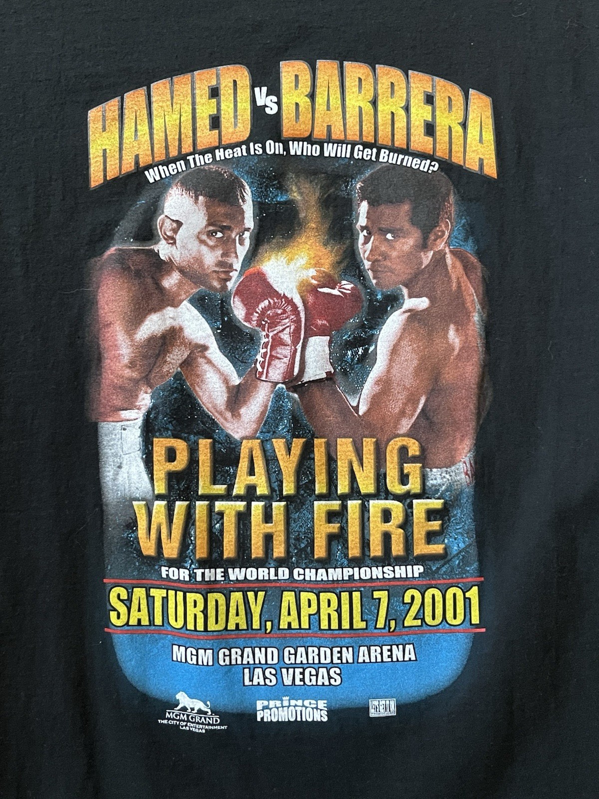 Nadeem Hamed Vs Marco Antonio Barrera Boxing Shirt 2001 VTG Medium