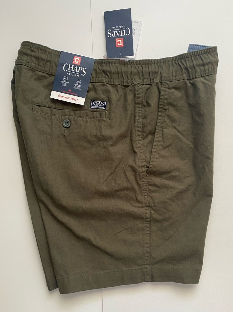 Chaps Men’s Seacoast Wash Shorts Size M Dusty Olive New w Tags