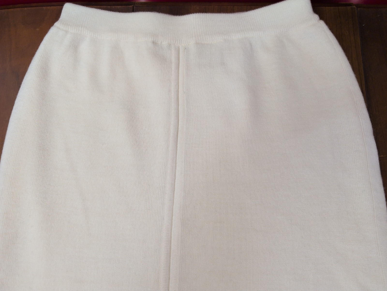 Vintage Meredith Vanilla Long Ribbed Knit Straight Skirt S Lambswool Lined Slit