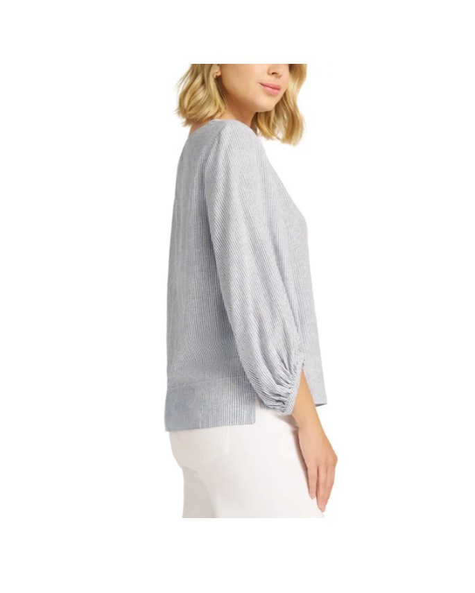 Matty M Women’s Linen Blend Top 3/4 Sleeve Boat Neck