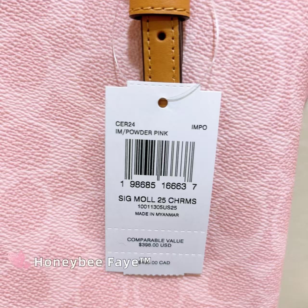 NWT Coach CER24 Mollie Tote Bag 25 In Signature Canvas With Charms Powder Pink