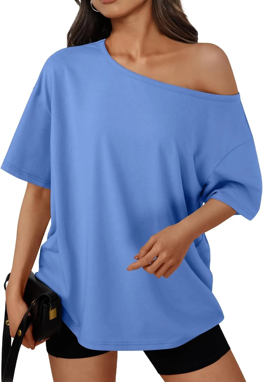 Trendy Queen Womens Off Shoulder Oversized T Shirt Summer Spring Casual Top