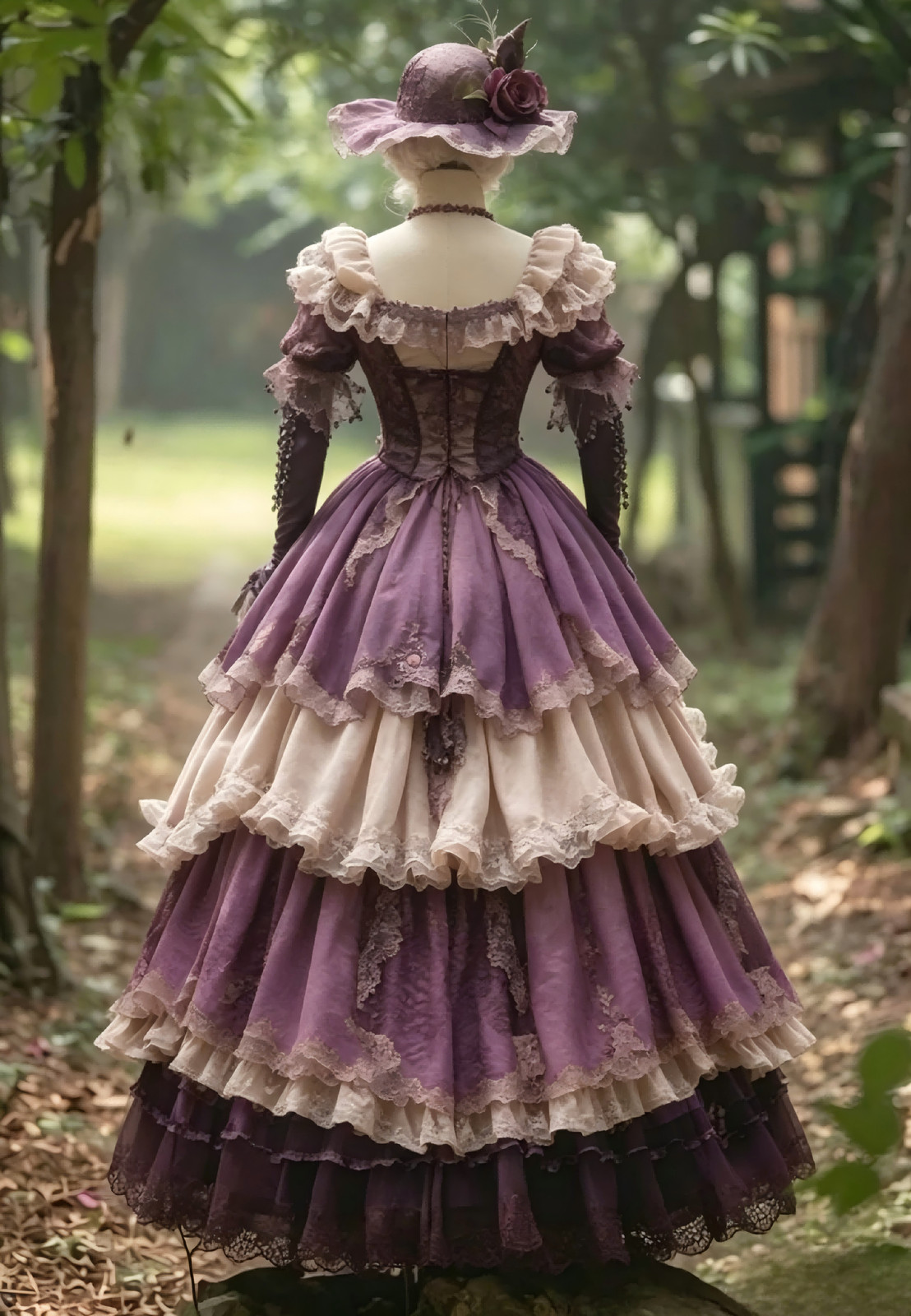 Victorian Rococo Purple Ruffle Lace Ball Gown Lolita Cosplay Tea Party Dresses