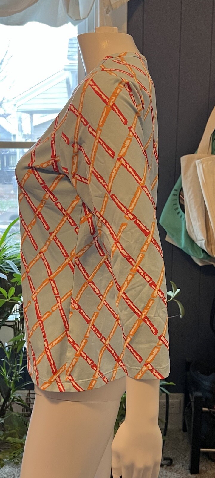 J McLaughlin Catalina Cloth Argyle Sticks Pattern Blue Multicolor Womens S
