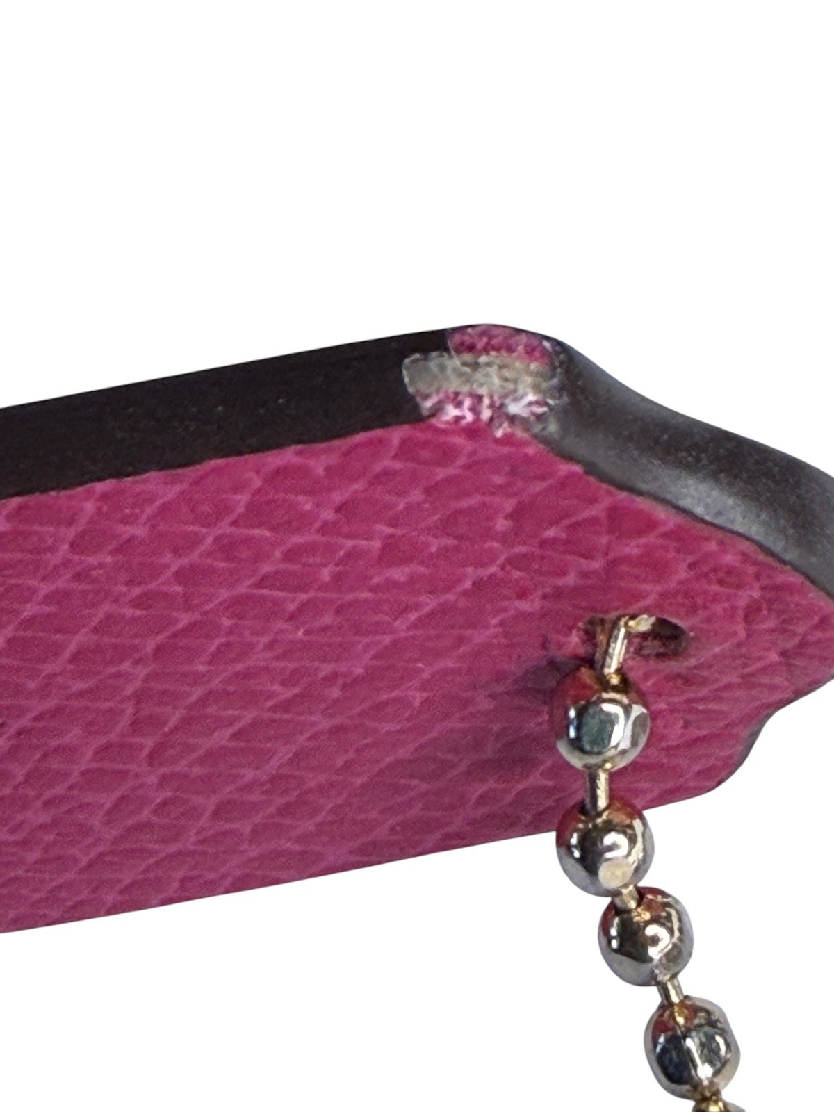Coach Magenta Crossgrain Leather Hangtag Charm 2.25″