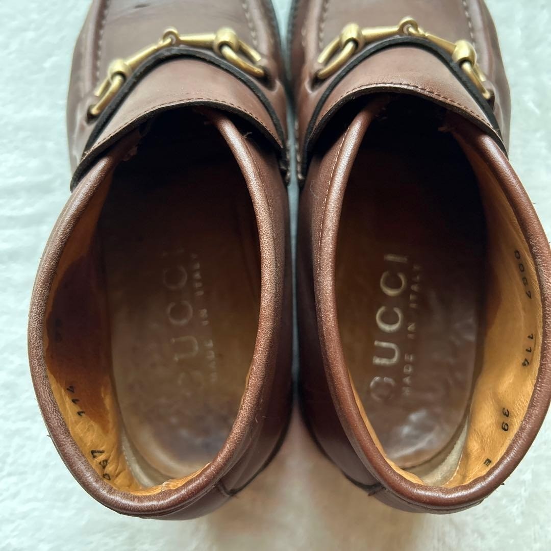 GUCCI Horsebit Chukka Boots Brown Leather Size 39 (24cm) 061116d