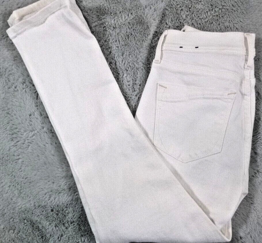 EXPRESS-Petite Womens/Teens White Jeans-Size 00 (25×25) Distressed Crop Legging