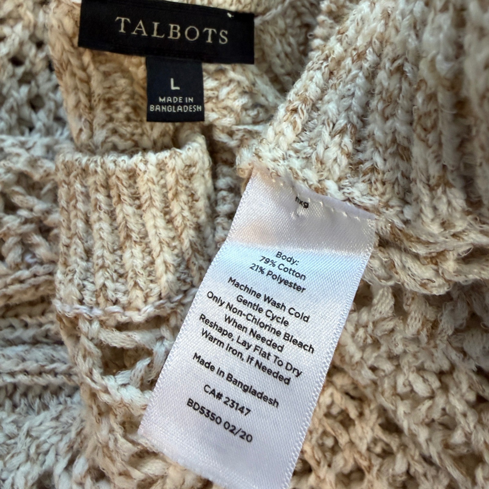 TALBOTS Open Stitch Poncho in Rattan, Large