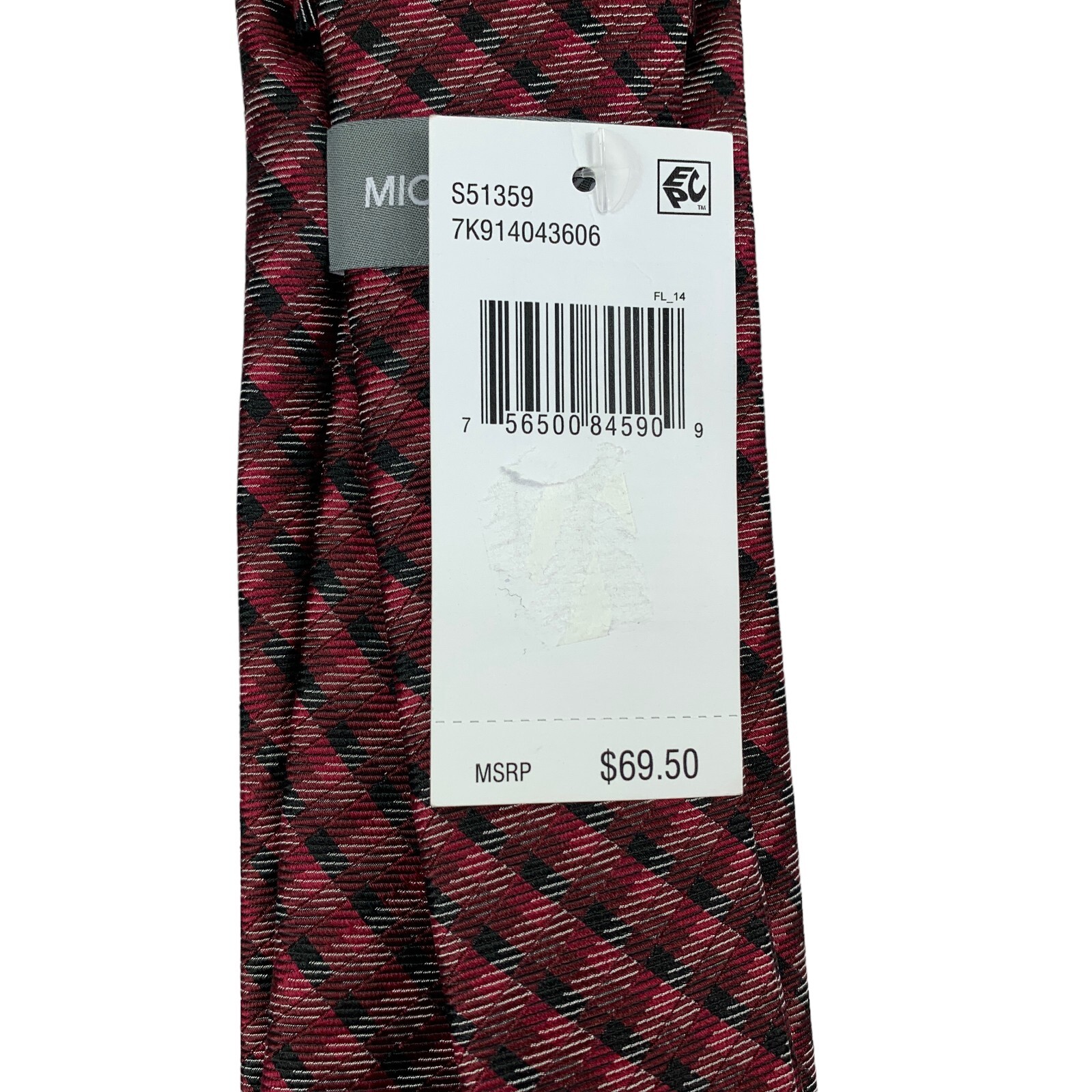 Michael Kors Mens Classic Tight Gingham Plaid Neck Tie Dark Red 3 1/8″