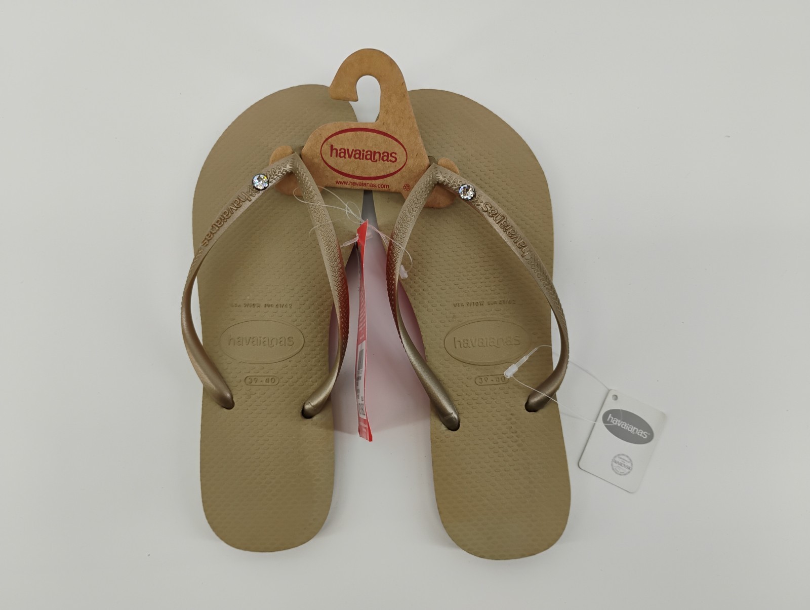 NEW Havaianas Sand Gray Light Gold Thong Flip Flops, Size 9/10w (39/40)