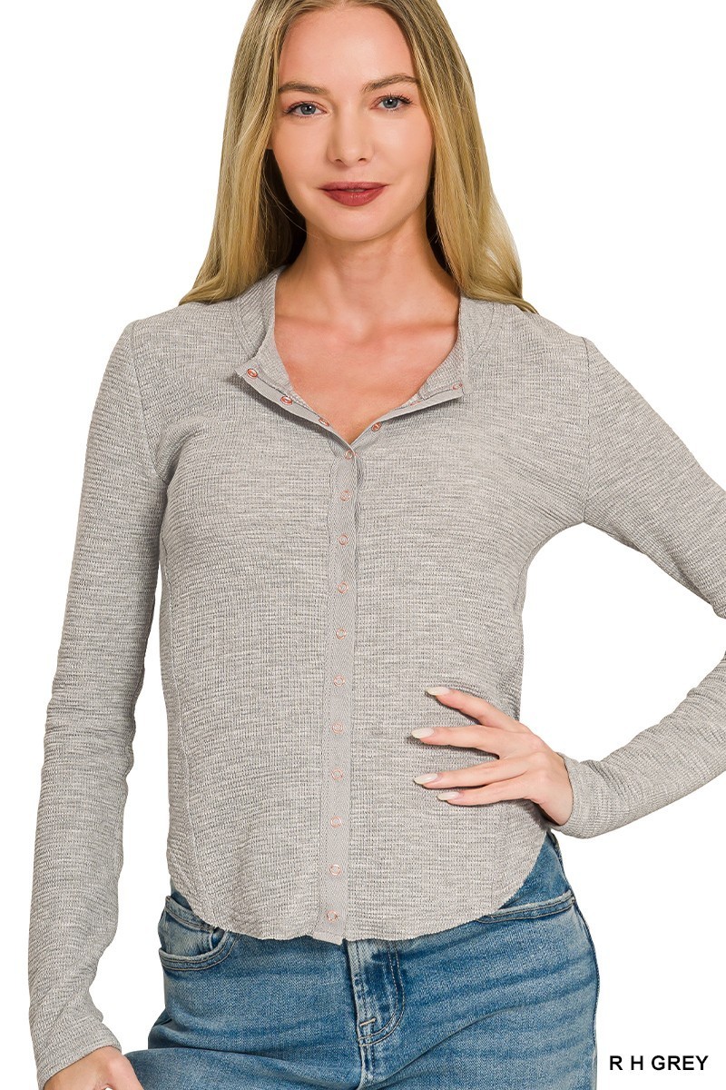 Zenana Double Knit Snap Button Shirts – Small