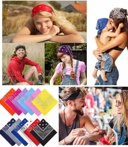 6/12 Pack Multi-Purpose Paisley Print Bandanas Head Wrap 100% Cotton 22×22