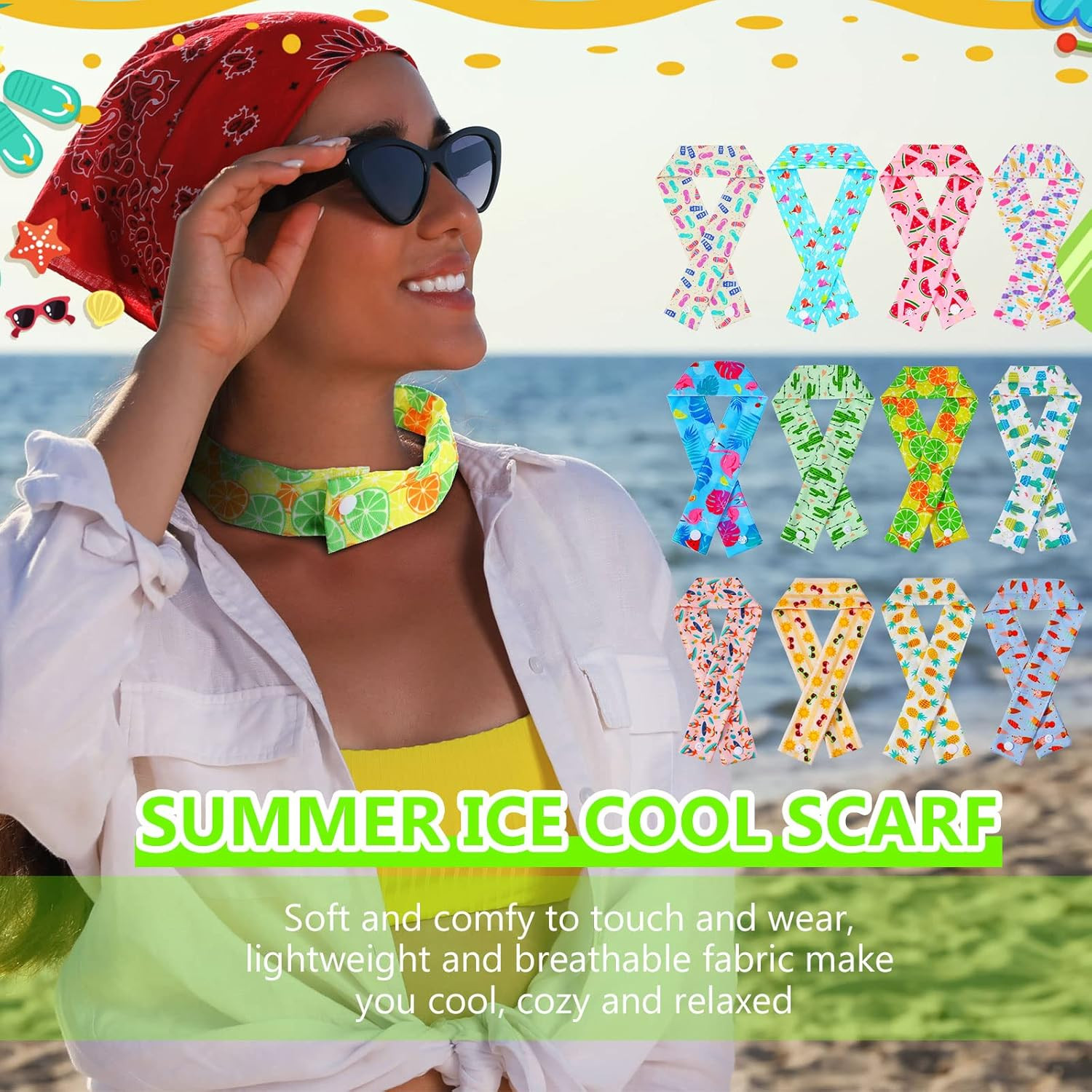 Cooling Neck Wraps Cooling Scarf Wrap Bandanas for Summer Women Men Walking Ridi