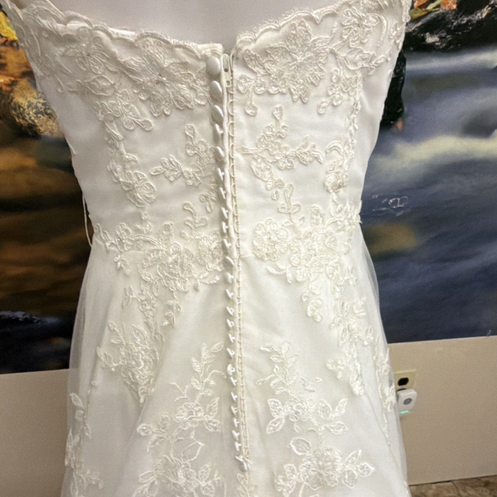 Mori Lee by Madeline Gardner Ivory Lace Strapless A-Line Wedding Dress Size 9/10