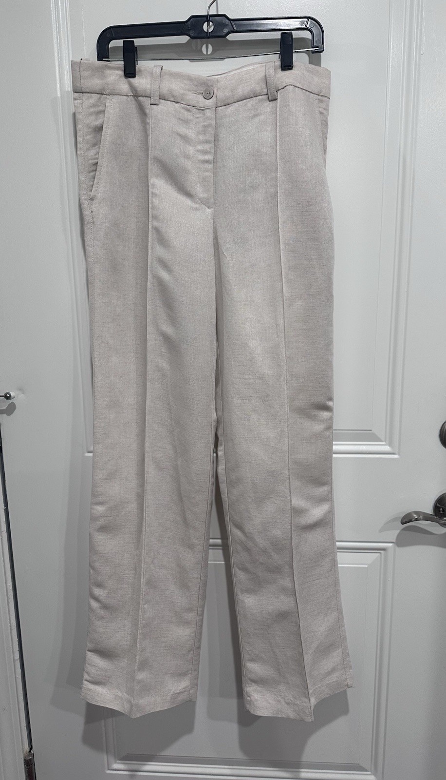 NWOT H&M Women’s Beige Linen Blend Dress Pants Flat Front Size 10