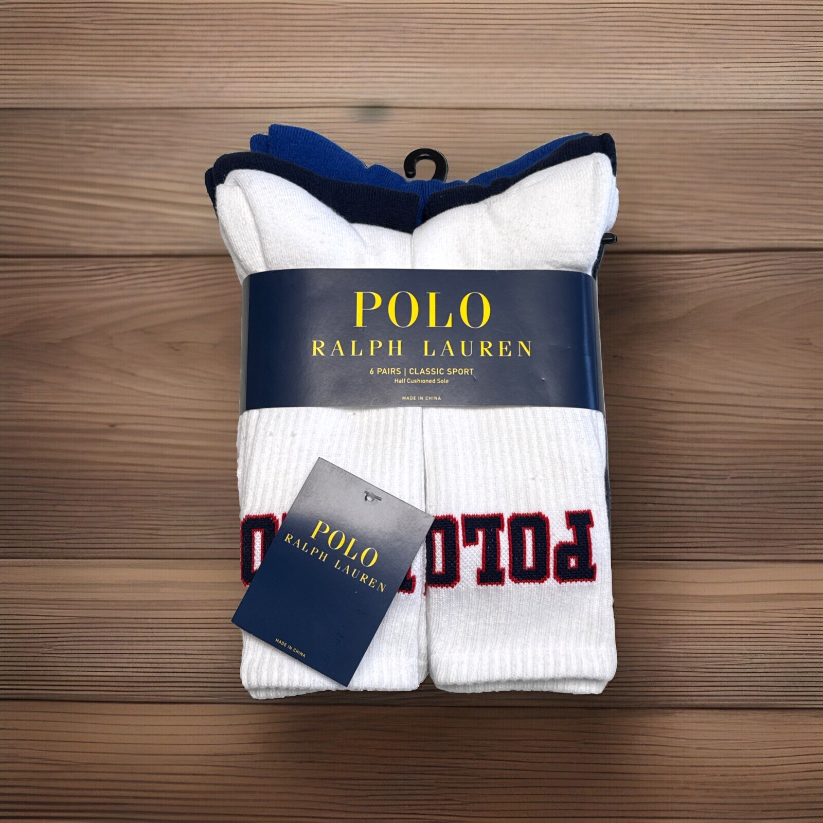 Polo Mens Ralph Lauren 6 Pair Crew Socks Classic Sport Size 6-12.5
