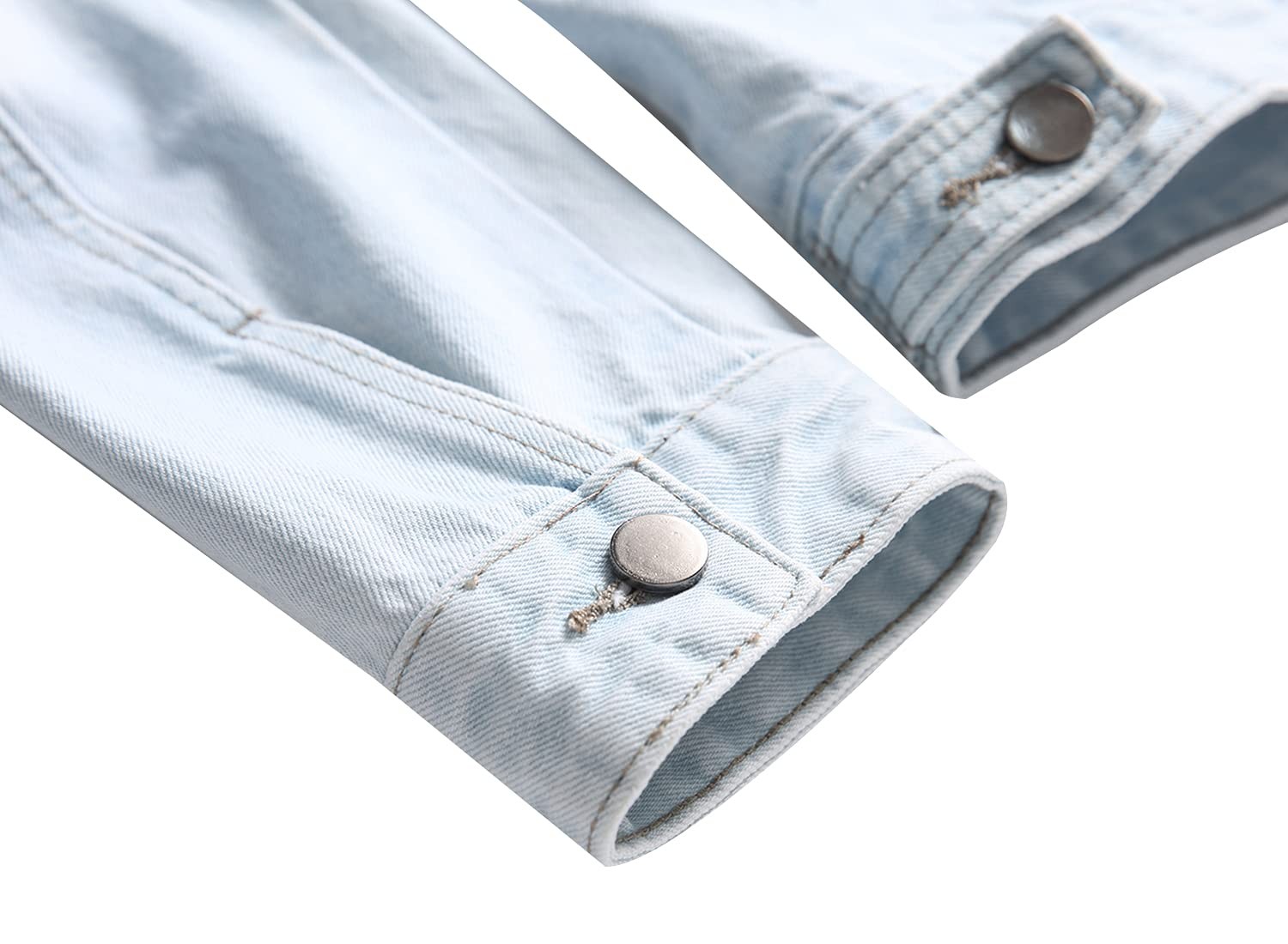 Men’s Distressed Ripped Slim Fit Denim Jacket Casual Button Up Trucker Jean Coat