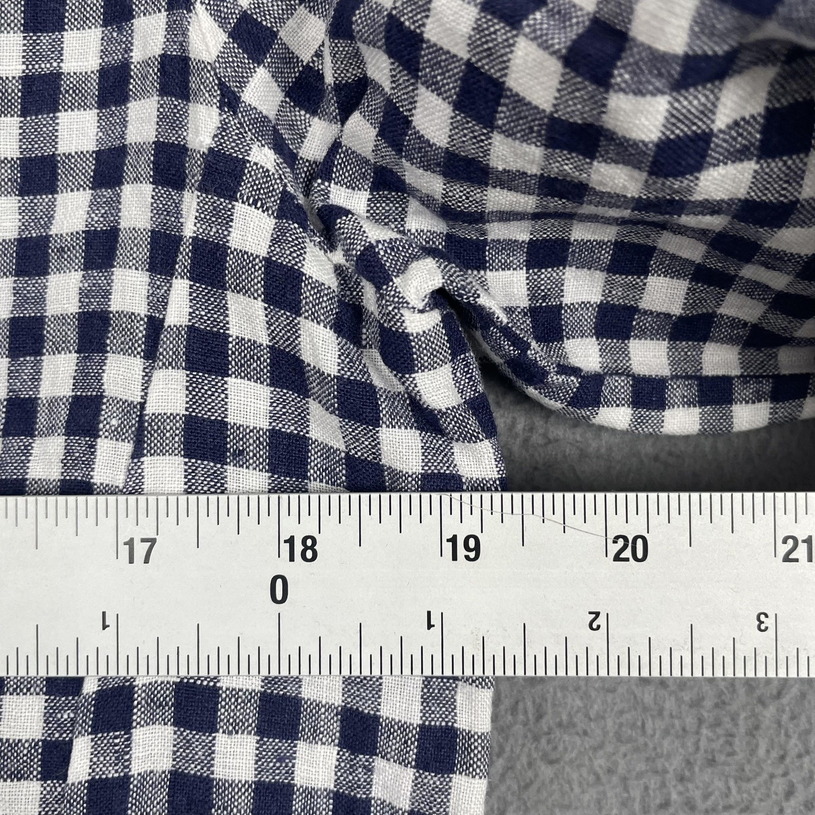 Cynthia Rowley Blazer Womens Medium Blue Check Linen Single-Breasted 3/4 Sleeve