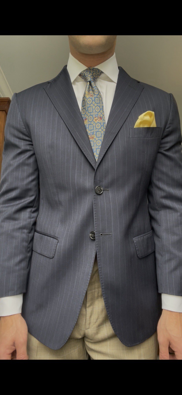 Ermenegildo Zegna Asks Fifth Avenue Navy Pinstripe Blazer 40 R Silk & Wool