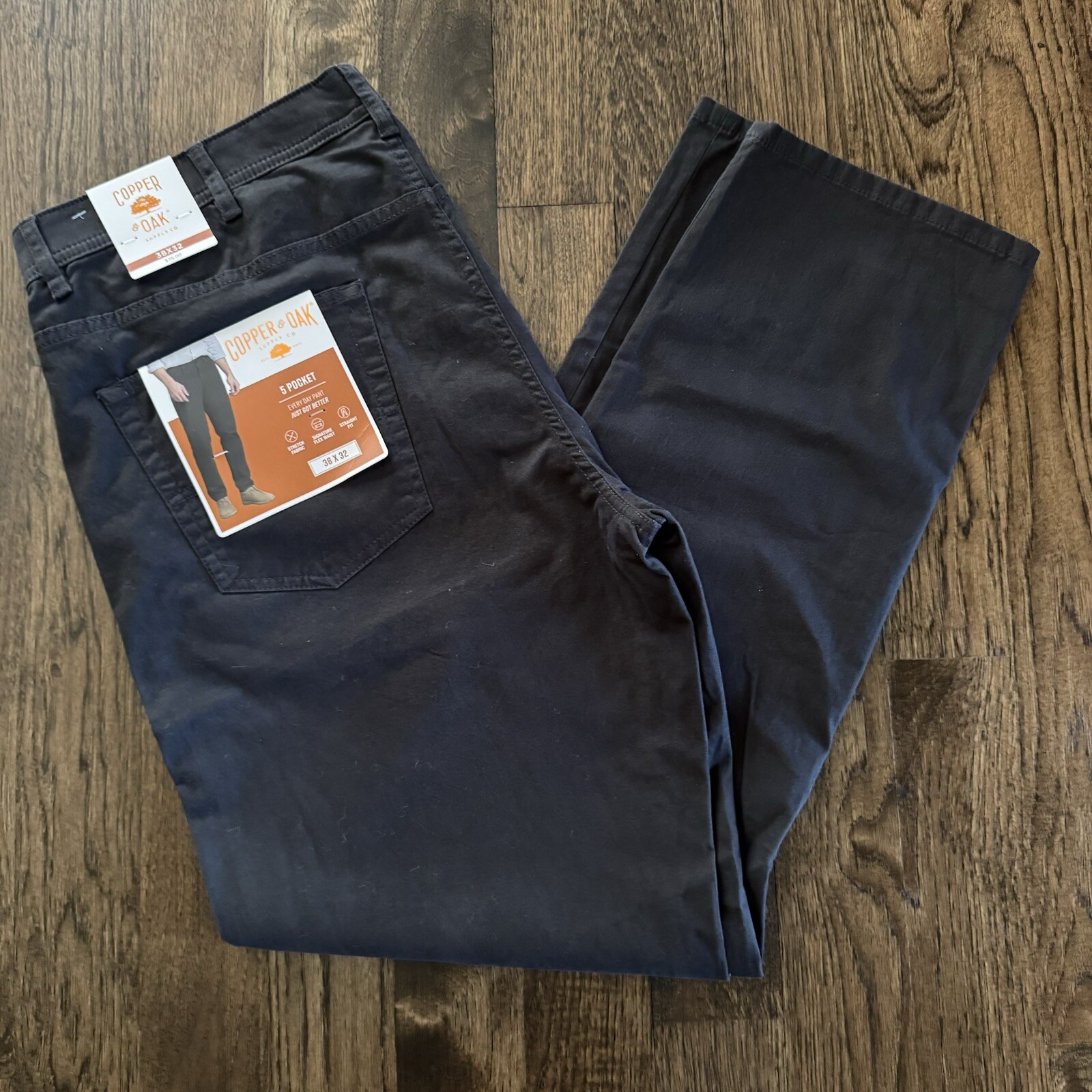 Copper & Oak NWT Mens 38×32 5 Pocket Every Day Pants Grey Shadow K4F817 NWT$75