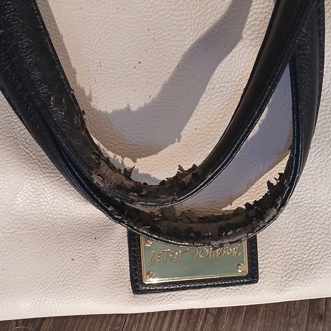 Betsey Johnson Satchel Bow Polka Dot Gold Hardware Detachable Strap
