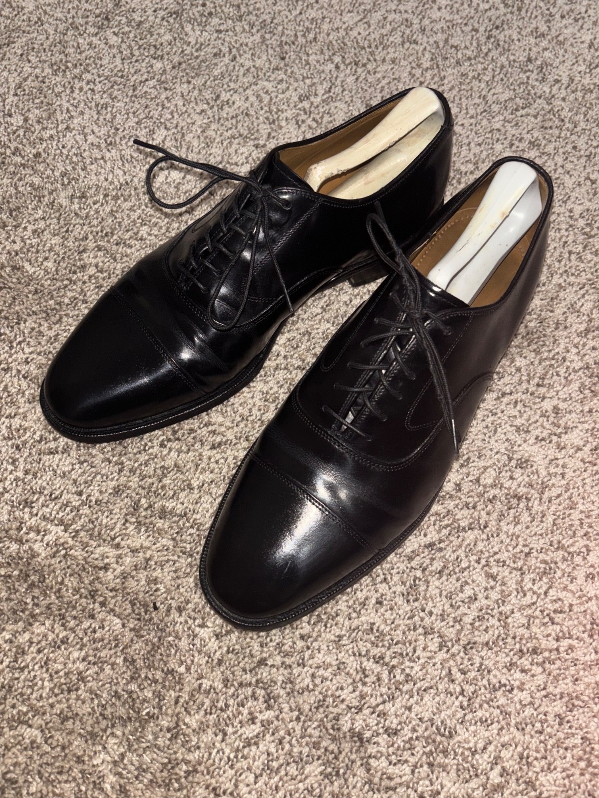 Johnston & Murphy Melton Black Leather Cap Toe Oxford 8.5 22-2981