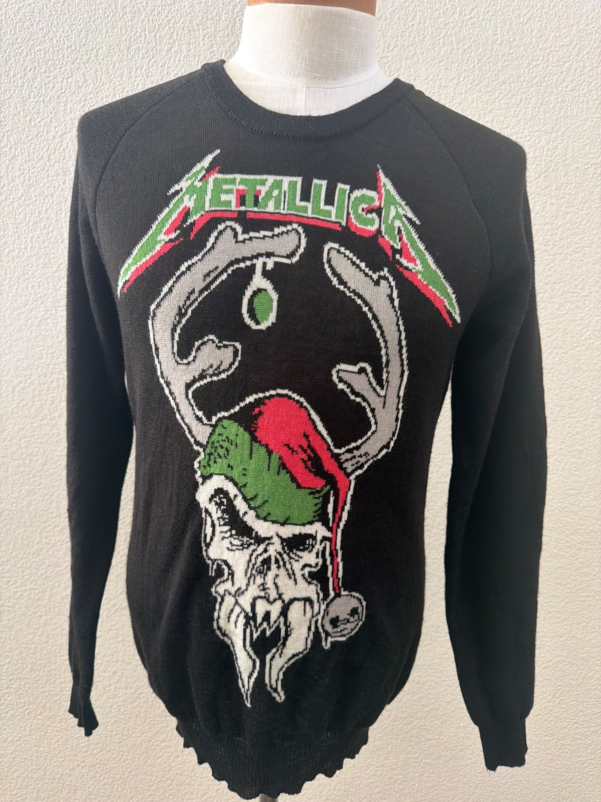 METALLICA Mens Sweater Sz XL Black Ugly Christmas Sweater Skull Wool Blend