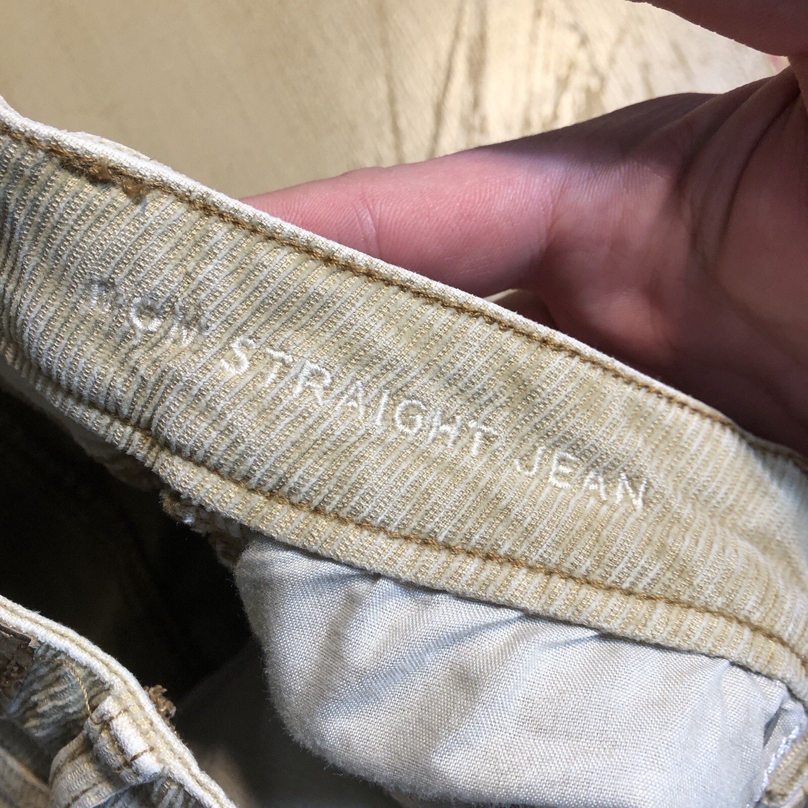 American Eagle Corduroy Pants Womens 00 X 27.5 in Mom Straight Jeans Stretch Tan