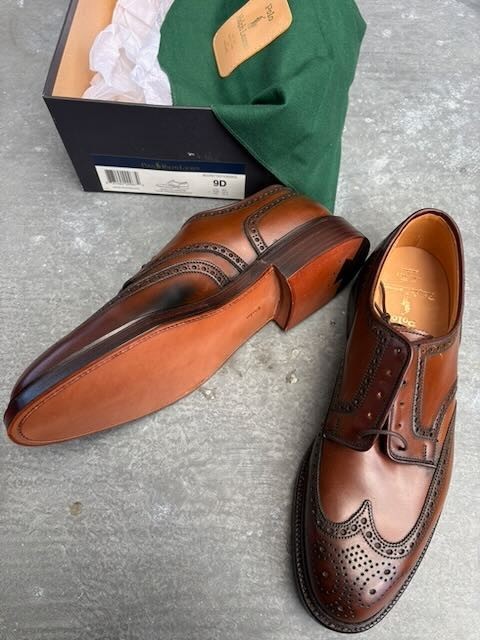 Polo Ralph Lauren Marlow Shell Cordovan Wingtip Dark Brown Shoes Size US 9D