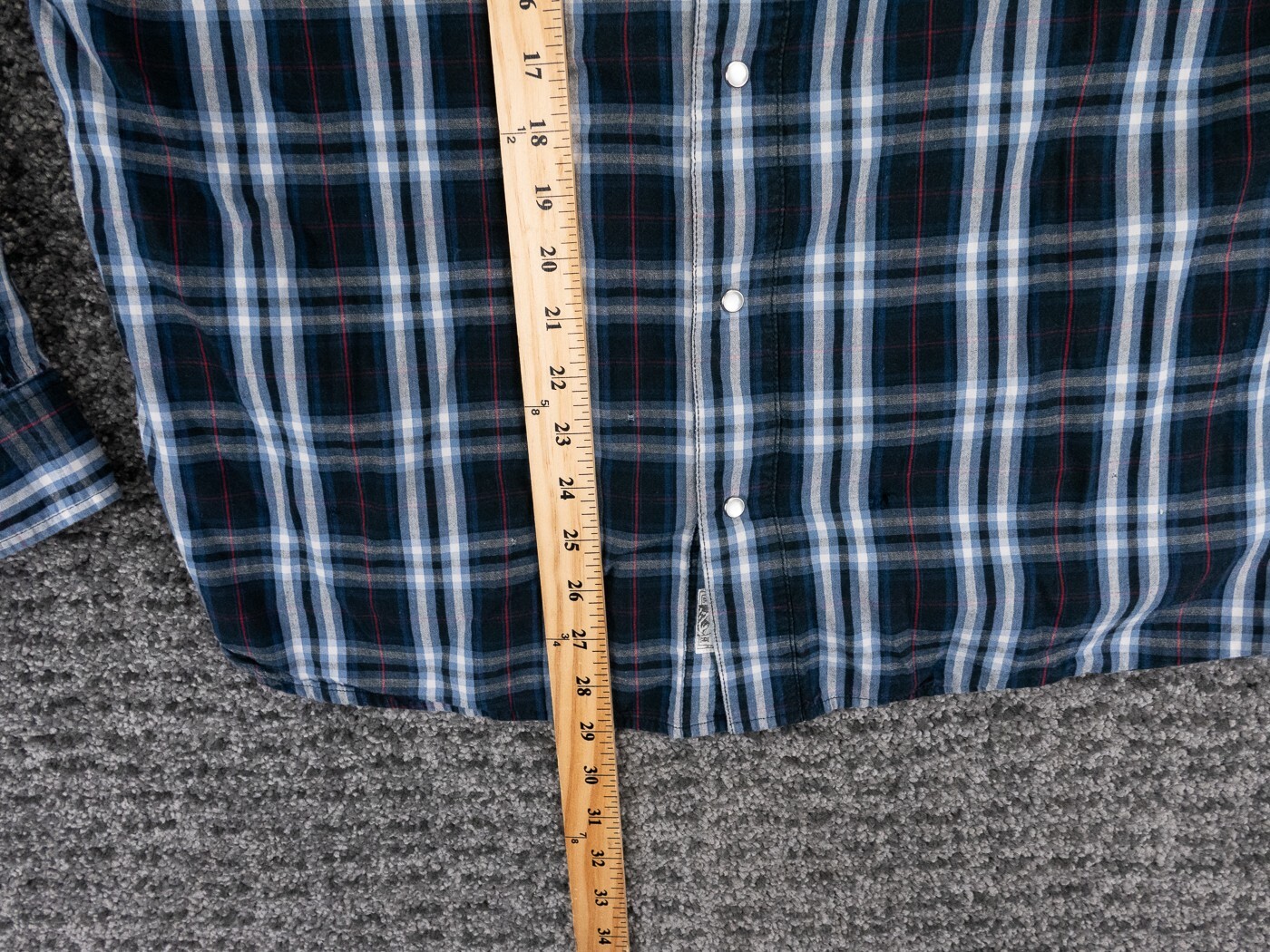 Levis Shirt Mens XL Blue Plaid Modern Fit Long Sleeve Pearl Snap Western Cowboy