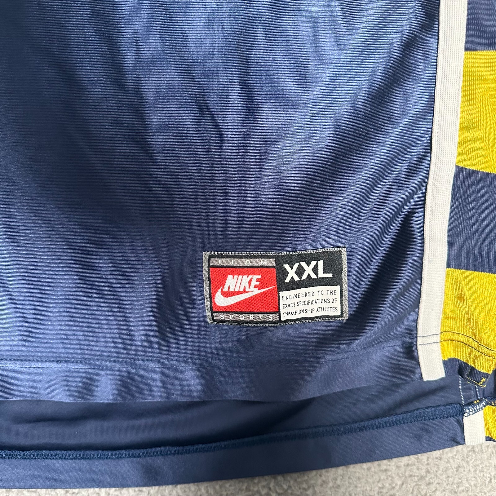 Vtg Nike Tank Top Mens 2XL Blue Yellow Shiny Silky Basketball Jersey Sleeveless