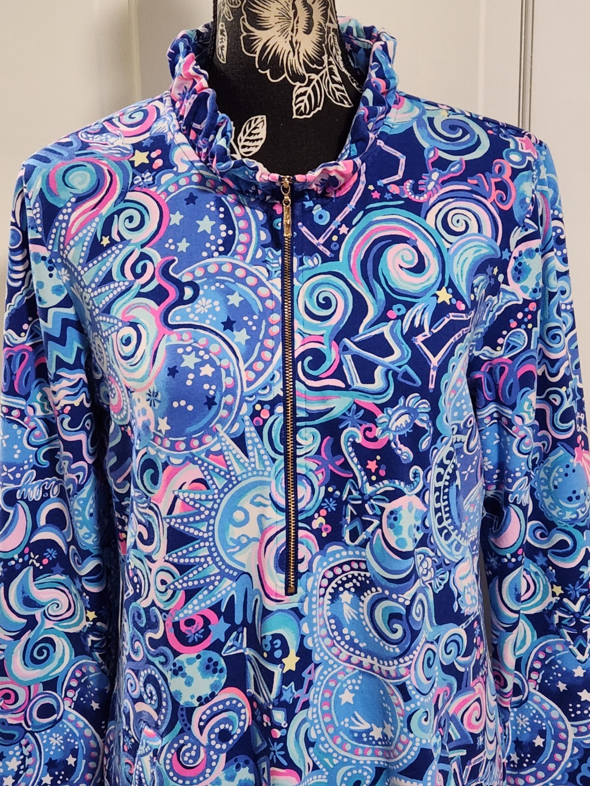 🦄LARGE VERY HTF Lilly Pulitzer🦄 – UPF 50+ Skipper Ruffle Neck Popover Dress