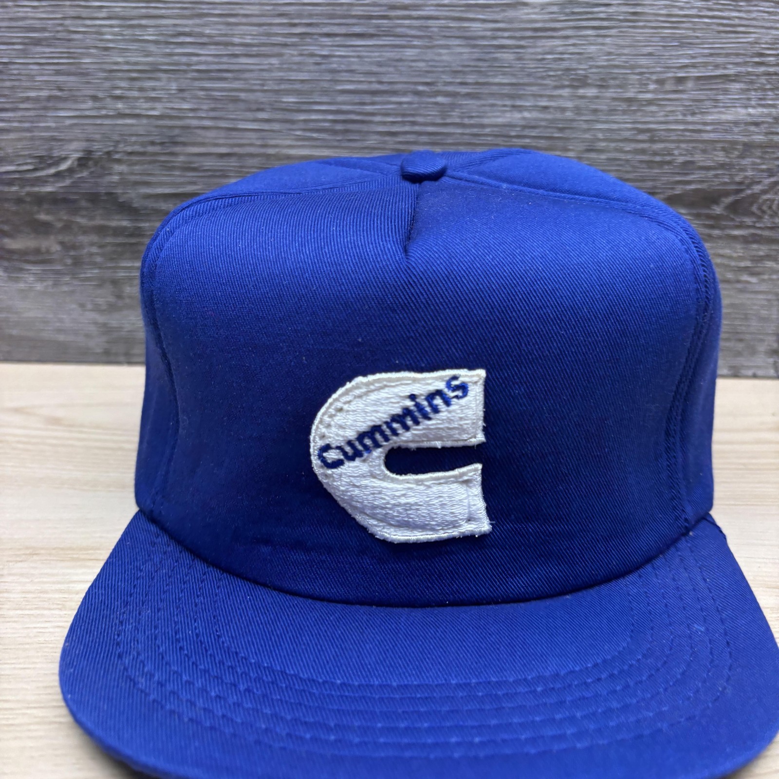 Vintage Cummins Hat Cap Snap Back Blue Trucker Foam Logo Patch Mens 80s
