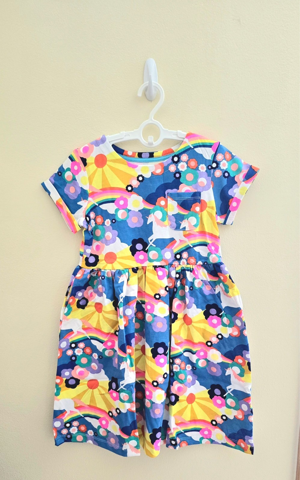 NWOT Mini Boden Fun Jersey -Rainbow Unicorn, Sz 8/9, 9/10, 11/12