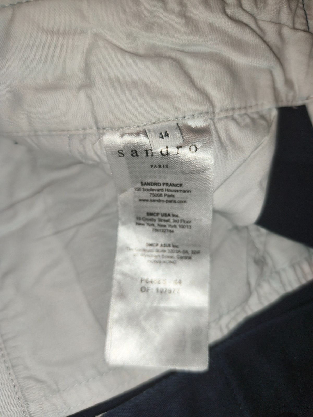 Sandro Paris Men’s Navy Blue Chino Pants Size 44 Cotton Blend Button Fly Slim