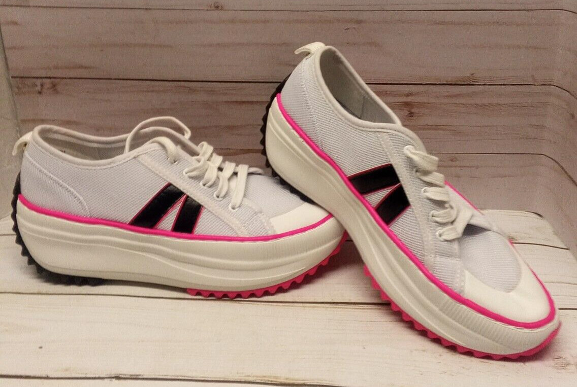 Joy Comfort Performance Mesh Sneakers w/ Podiatric Insole White,Pink,Black US 6M