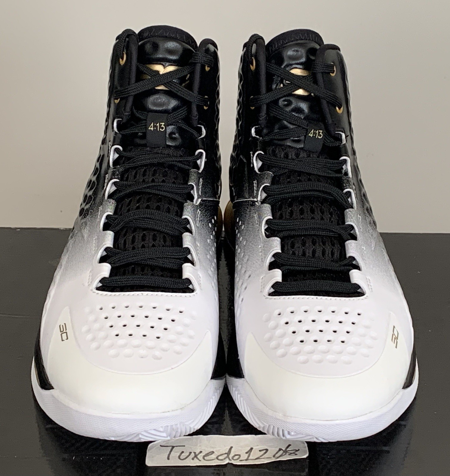 DS Under Armour Curry 1 Retro sz10.5 MVP White Black Gold 3026051 001