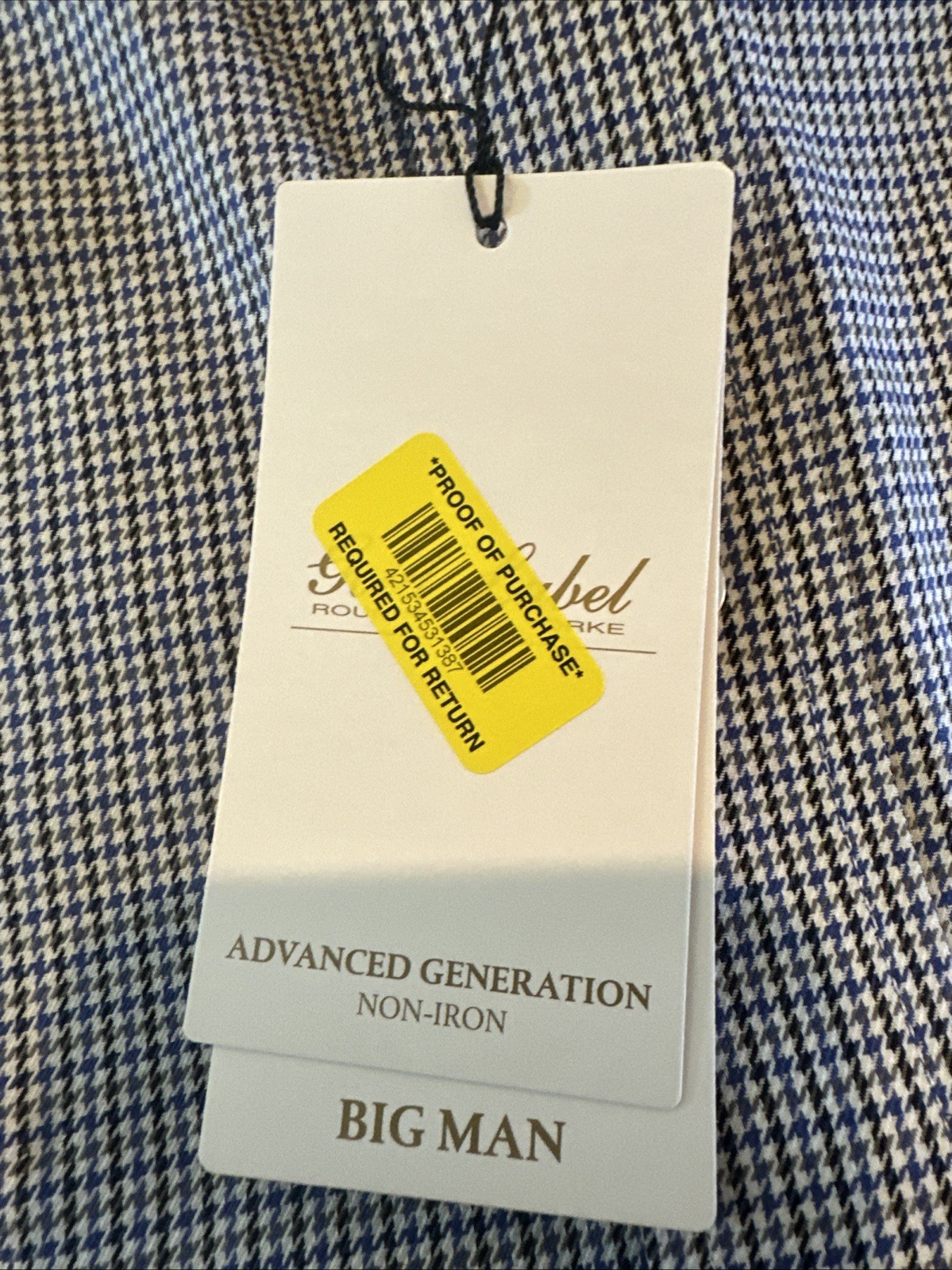 Roundtree Yorke Gold Label Men’s Shirt Size 18.5 34-35 Grey Blue Generation