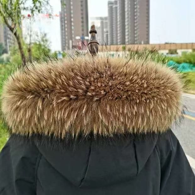 Real Raccoon Fur Collar Scarf Warm Hood Trim For Jacket Coat Collar Women Men