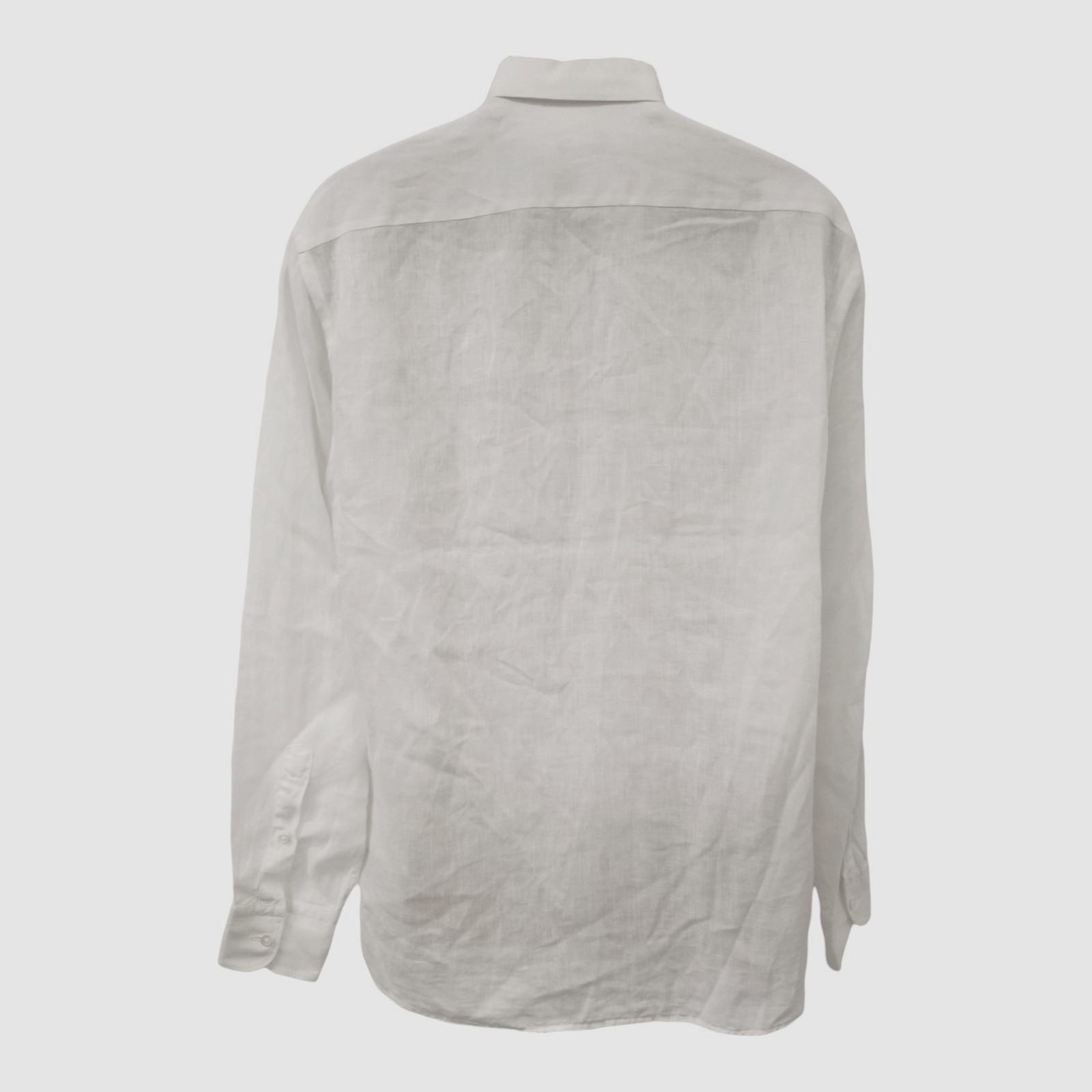 Ermenegildo Zegna Mens White Linen Long-Sleeves Button-up Shirt Size L