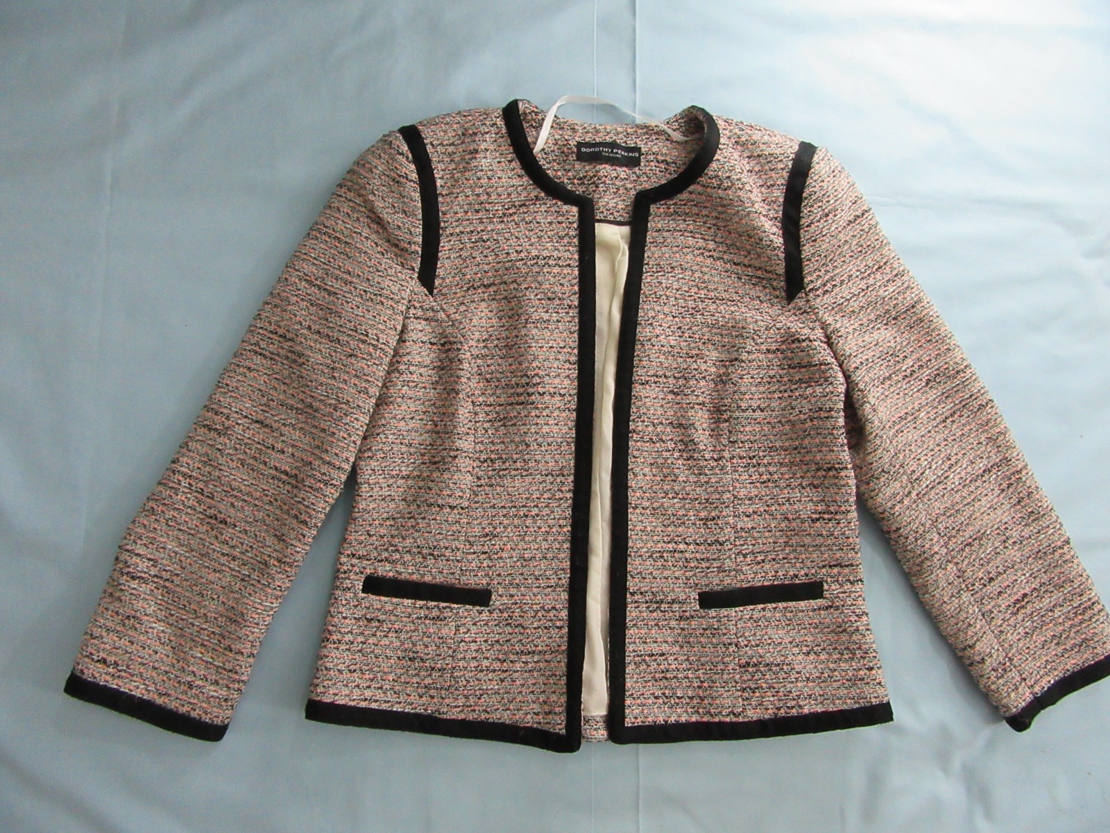 Dorothy Perkins – Size 12 – Pink,White&Black Tweed, Lined, Open Blazer/Jacket