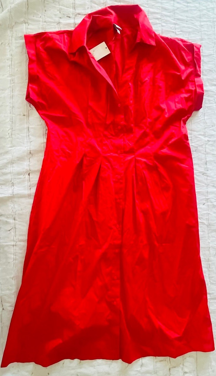 Women Short Sleeve Pleated Midi Shirtdress – A New Day Geranium Red