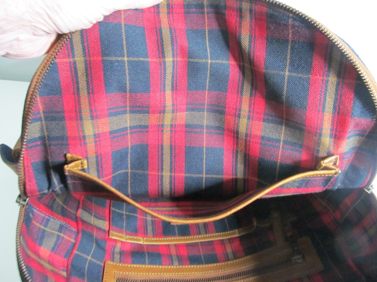 Will Leather Goods Eugene, OR Denim/Tan Leather & Canvas 15″ Laptop Backpack-NWT