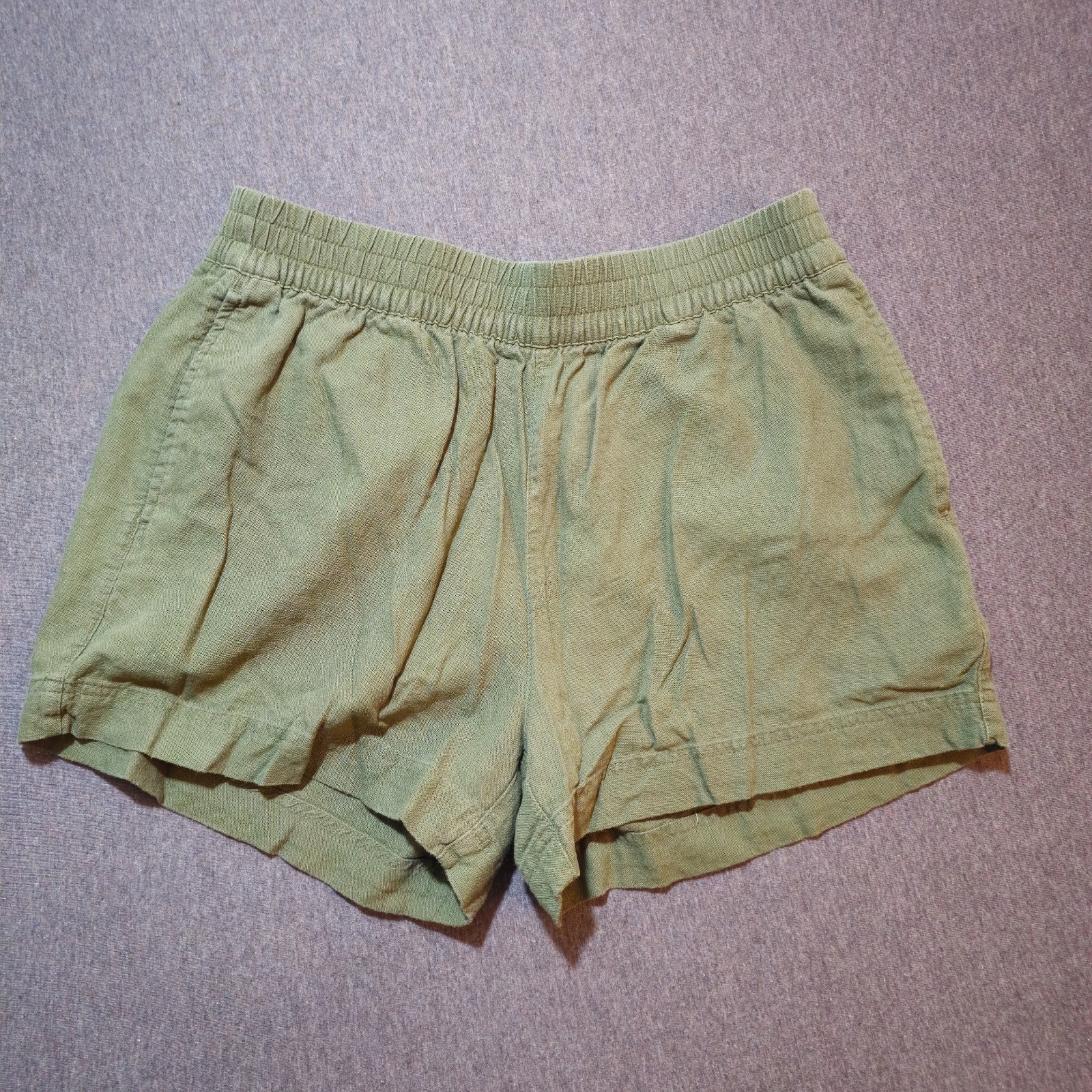 Old Navy Olive Green Linen Blend Pull On Casual Summer Shorts Size Medium
