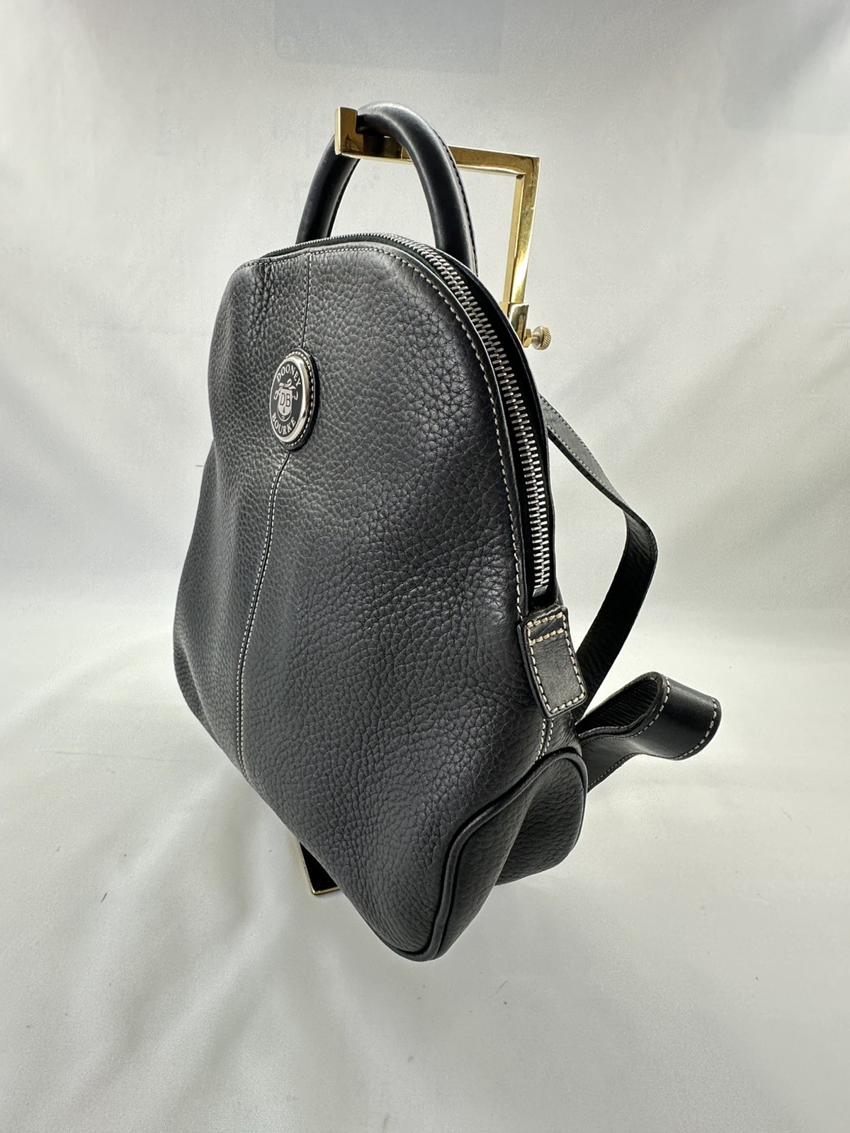 Dooney & Bourke Black Pebbled All Weather Leather Backpack Purse Y2K Zip
