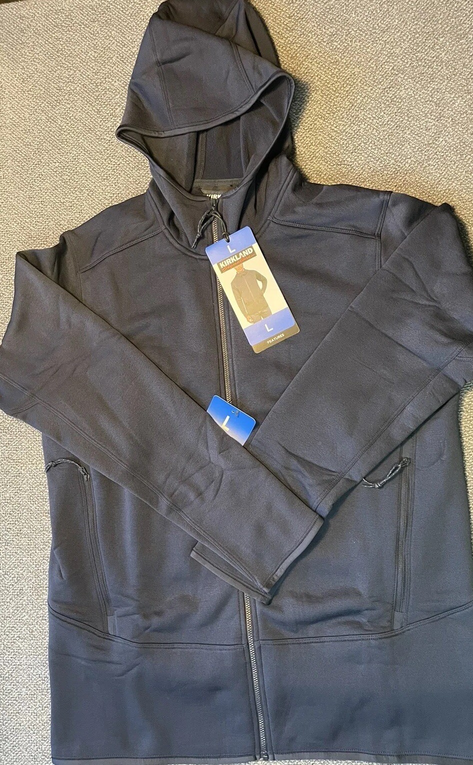 Kirkland Signature Men’s Hooded Fleece Jacket Black or Blue