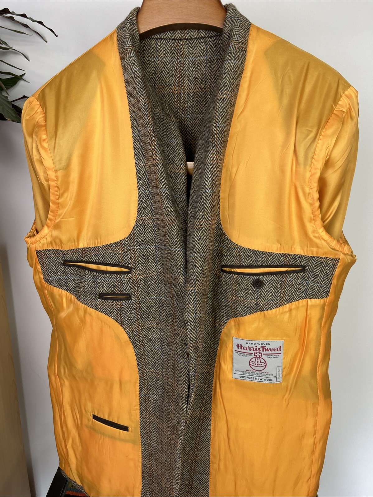 Harris Tweed (48R) TWEED Blazer Sport Jacket Windowpane Check Herringbone