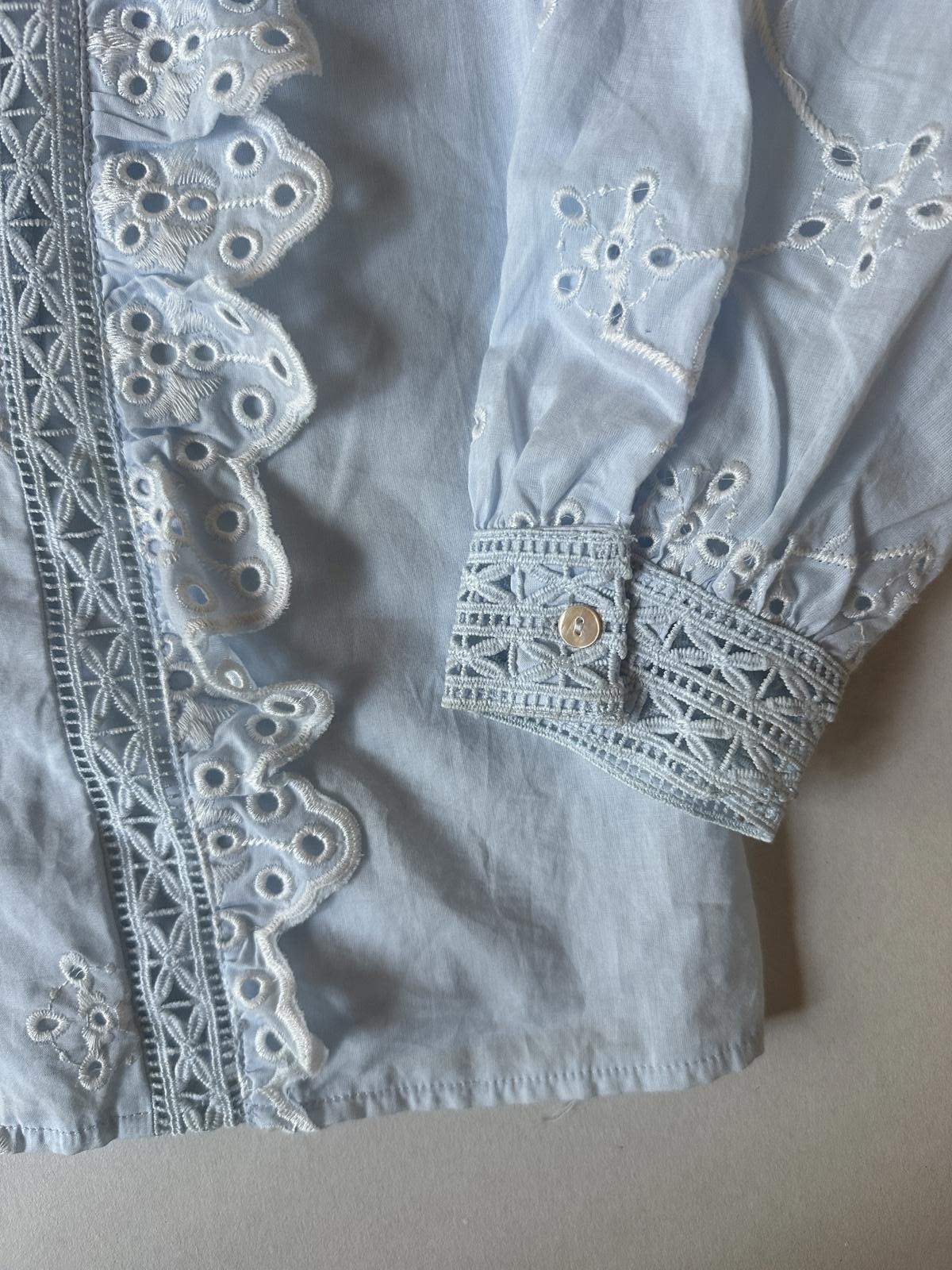 Light Blue Lace Button Up Shirt