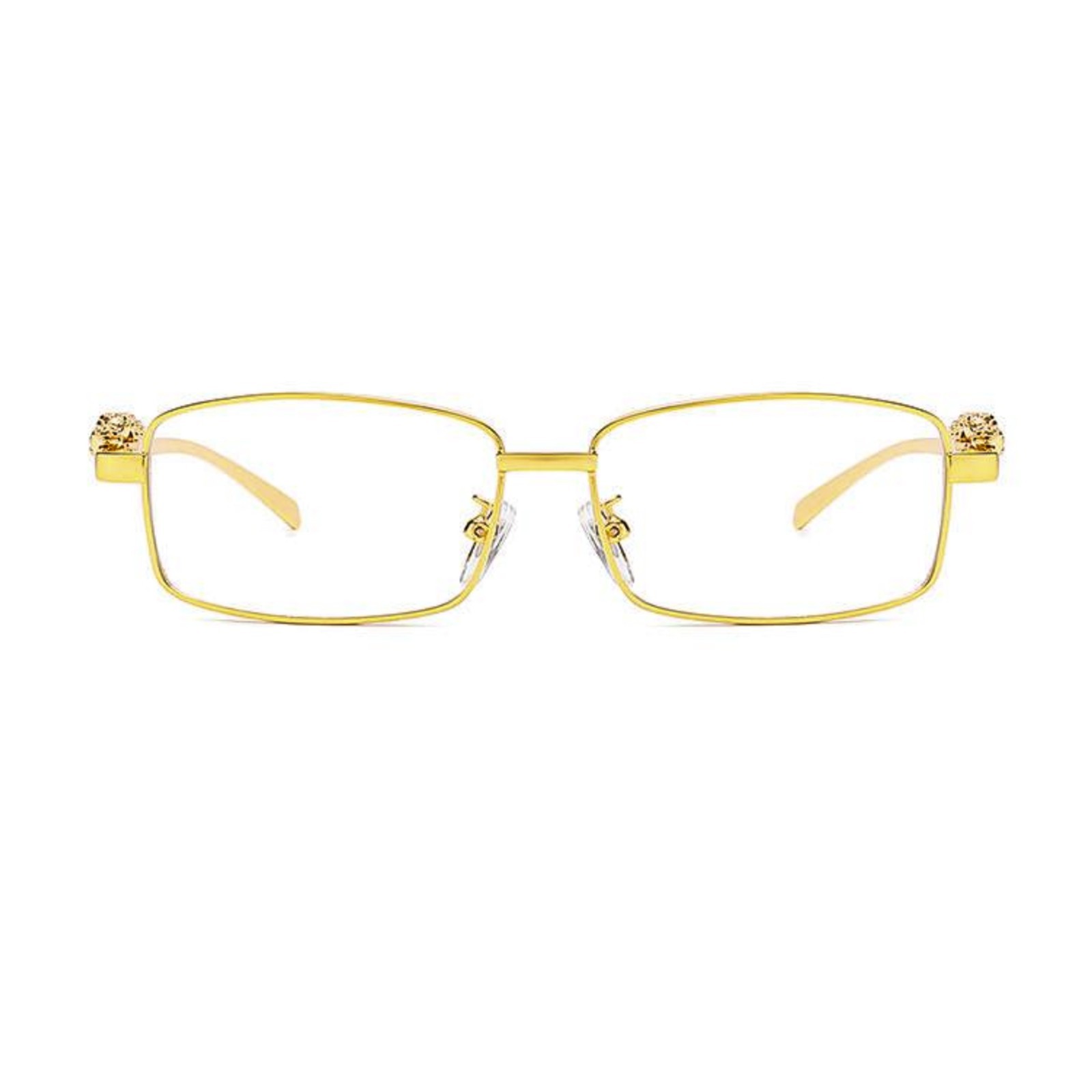 Luxury Leopard Clear Lens Gold Frame Hip Hop Retro Men’s Rectangular Glasses